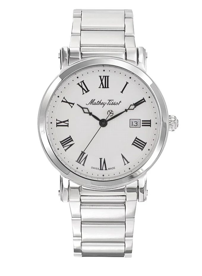 Mathey-Tissot City Metal HB611251MABR Mens Quartz Watch, Analog Display and Stainless Steel Strap, Silver