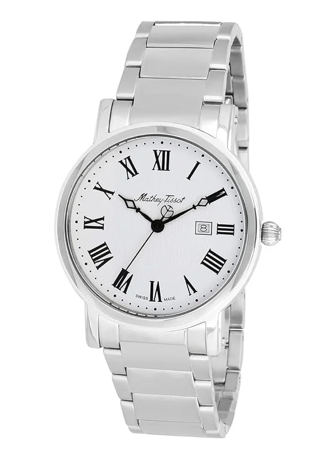 Mathey-Tissot City Metal HB611251MABR Mens Quartz Watch, Analog Display and Stainless Steel Strap, Silver