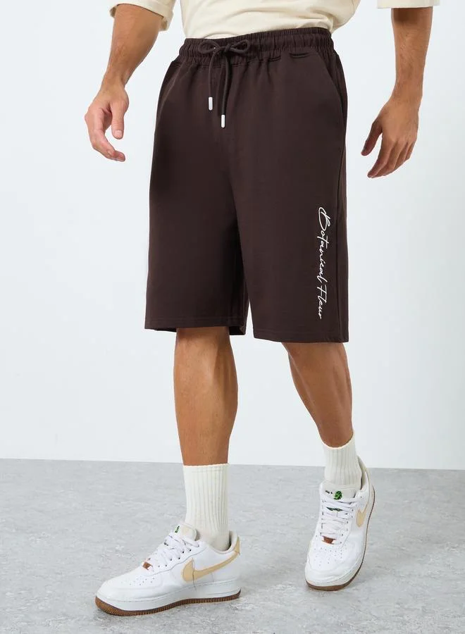 Styli Styli Slogan Embroidery Oversized Shorts