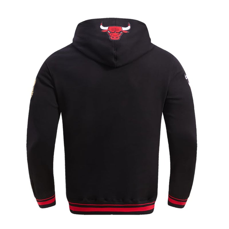 Pro Standard Mens NBA Chicago Bulls Retro Classics Pull Over Hoodie Black/Red/Black S - Image 3
