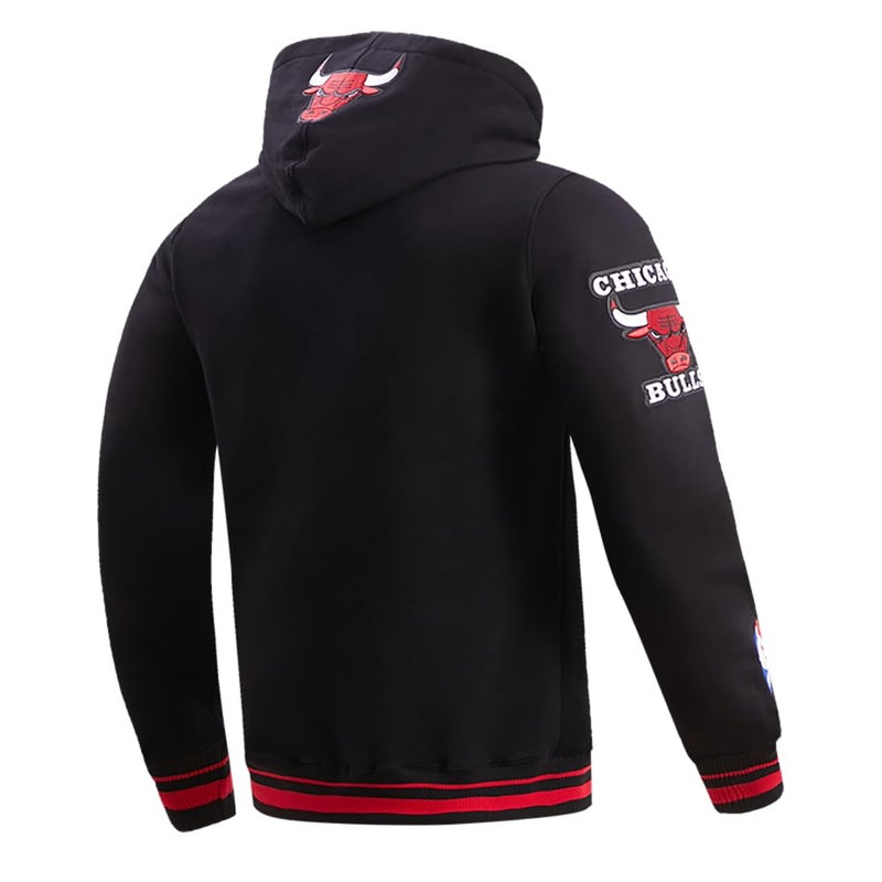 Pro Standard Mens NBA Chicago Bulls Retro Classics Pull Over Hoodie Black/Red/Black S - Image 4
