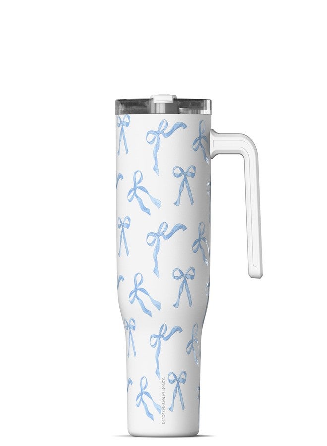 Hydrapeak Voyager 40 oz Tumbler with Handle and Straw, 100% Leakproof Insulated Tumbler with Sip and Straw Lid, Made of Stainless Steel, Cup Holder Friendly Base (Blue Bows) - Image 1