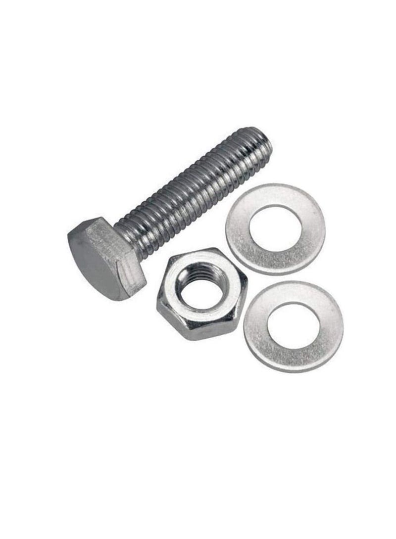 12 pcs Hex Head Screw Bolts Nuts & Washers Fully Thread GI Plain Finish Bolt Set. (6, 70MM) - Image 3