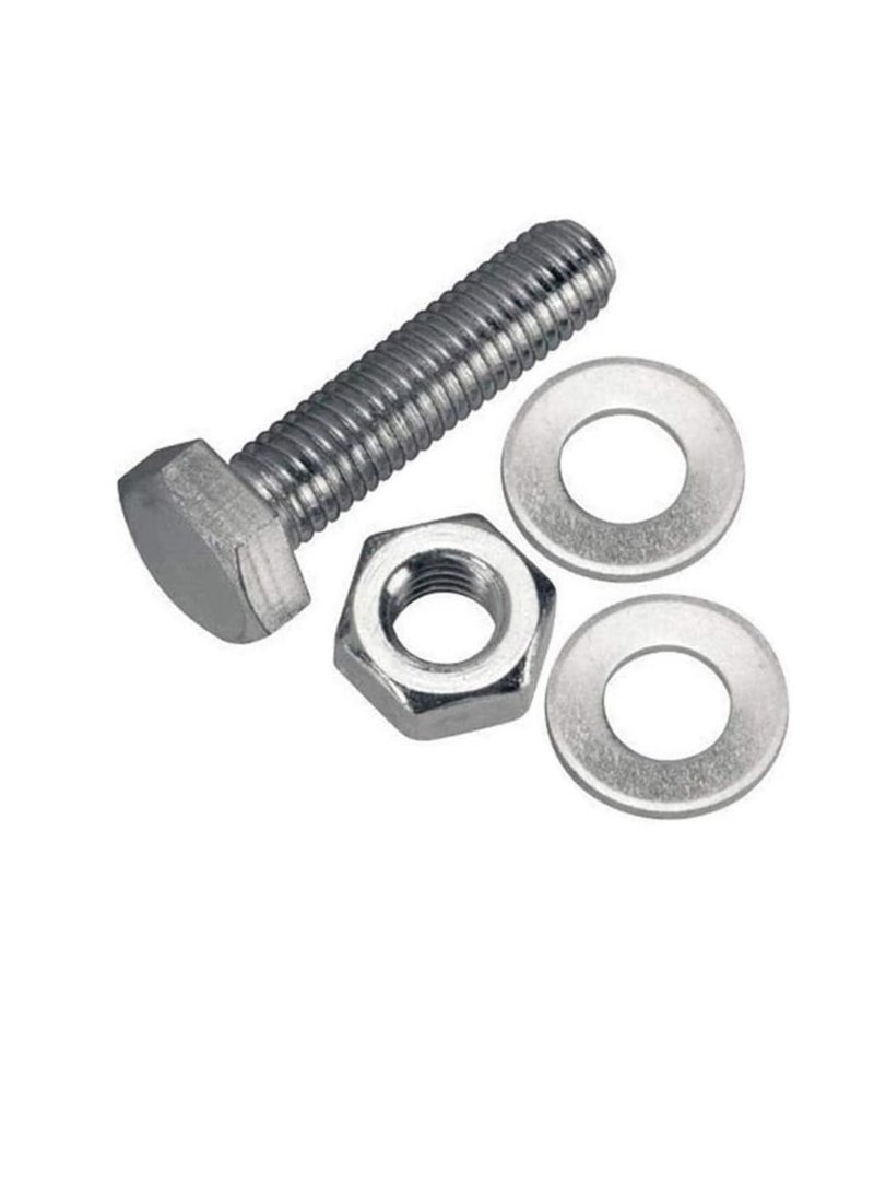 12 pcs Hex Head Screw Bolts Nuts & Washers Fully Thread GI Plain Finish Bolt Set. (6, 70MM) - Image 2
