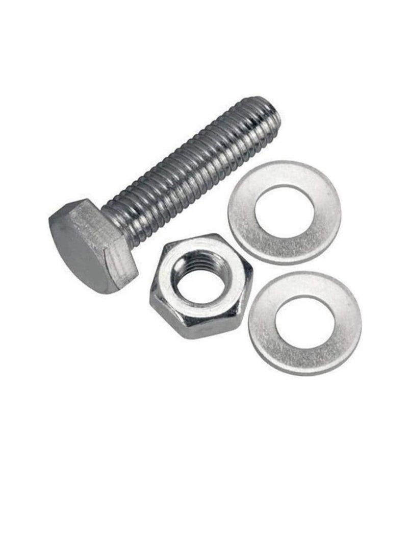12 pcs Hex Head Screw Bolts Nuts & Washers Fully Thread GI Plain Finish Bolt Set. (6, 70MM) - Image 1