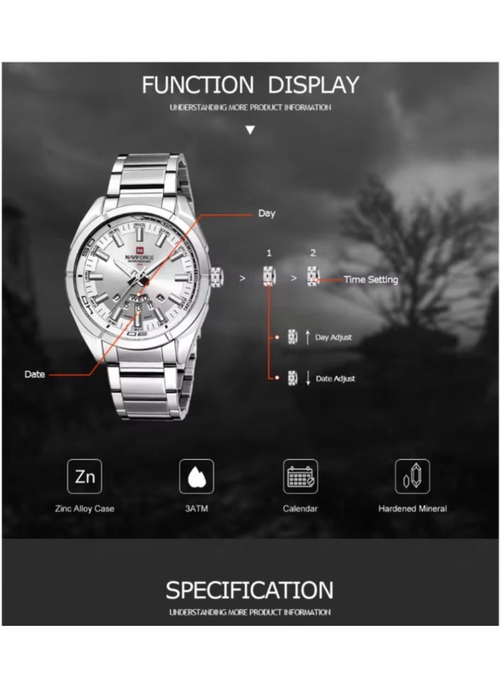 NAVIFORCE - Naviforce Men's  Stainless Steel Analogue Wrist Classic  Watch  NF9038 - Image 1