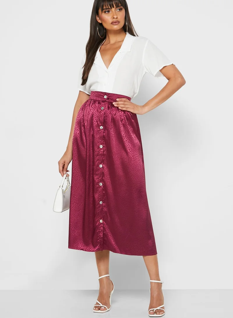 ELLA Textured Button Down Midi Skirt