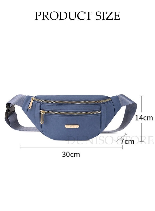 DUNISO Waterproof Waist Pack for Women Waist Bag with Adjustable Strap for Sports Festival Traveling Running Blue - Image 4