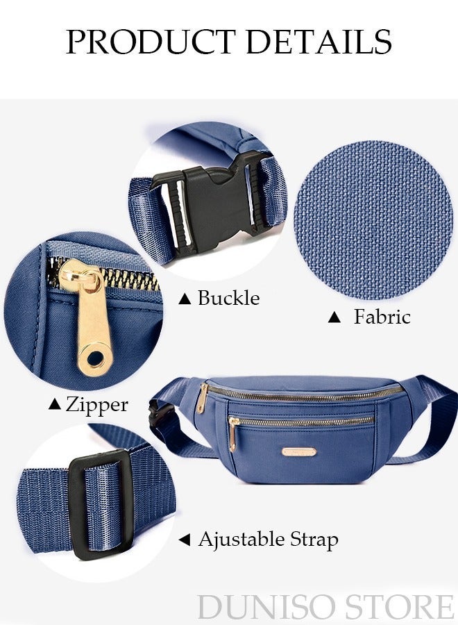 DUNISO Waterproof Waist Pack for Women Waist Bag with Adjustable Strap for Sports Festival Traveling Running Blue - Image 2