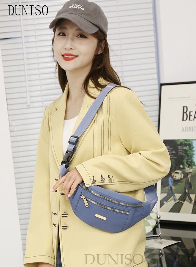 DUNISO Waterproof Waist Pack for Women Waist Bag with Adjustable Strap for Sports Festival Traveling Running Blue - Image 5