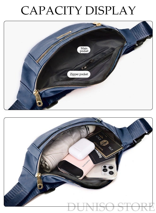 DUNISO Waterproof Waist Pack for Women Waist Bag with Adjustable Strap for Sports Festival Traveling Running Blue - Image 3