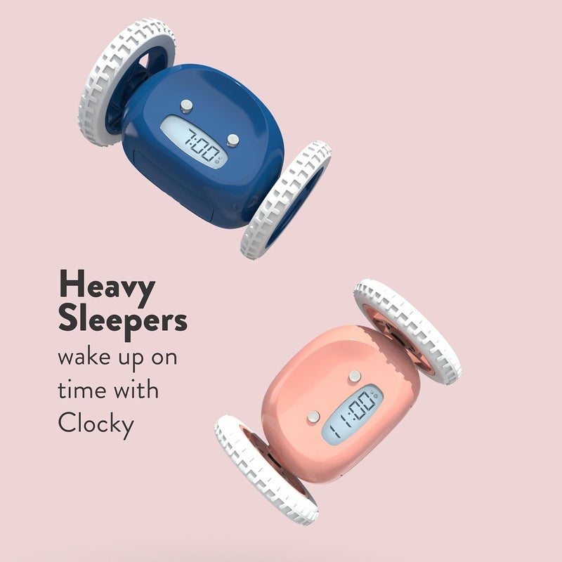 CLOCKY Extra Super Loud Alarm Clock for Heavy Sleepers Adults Kids Teens Bedroom, Move Jump Roll Run Away Easy to Set Smart Digital Alarm Clock on Wheels -Funny Gag Gift (Pink) - Image 3