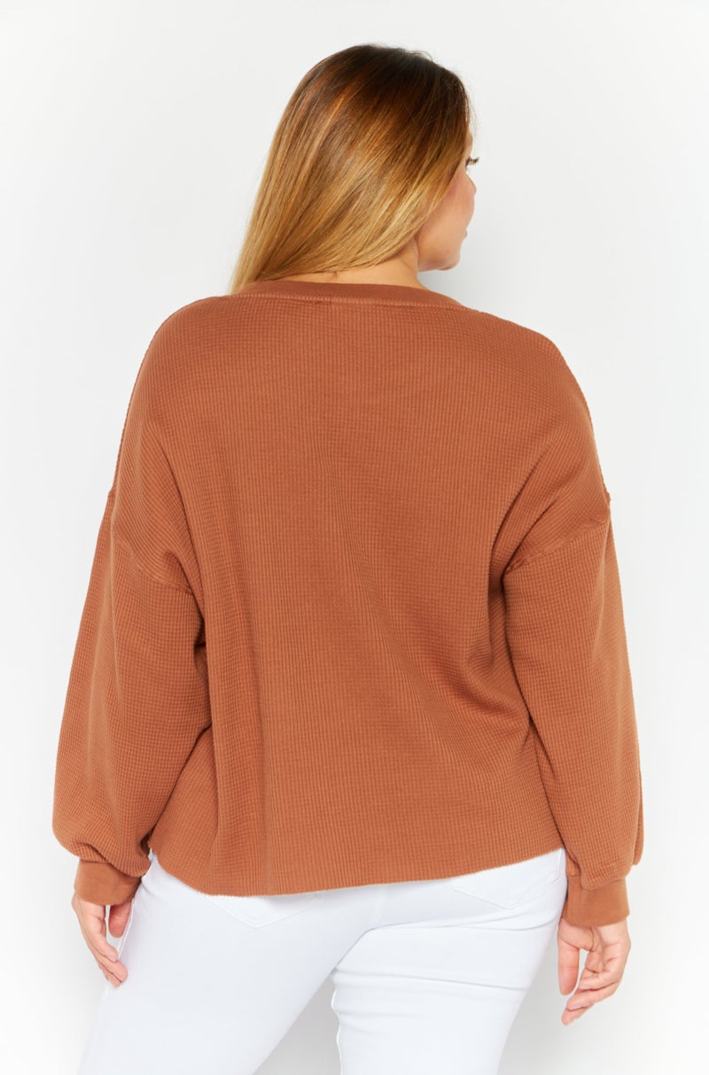 Sage Collective Women Round Neck Textured Sweater, Brown - Image 4