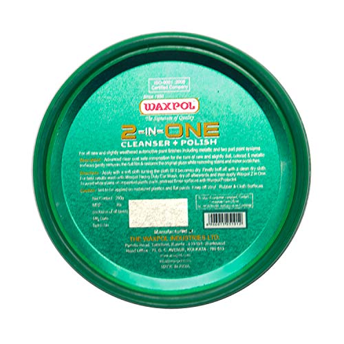 Waxpol 2-in-1 Car Cream Polish & Paint Cleaner 250g with Appliactor Sponge | Water Repellent Hydrophobic Gloss Finish Restores High Gloss Shine for Car, Bike & Scooters - Image 2