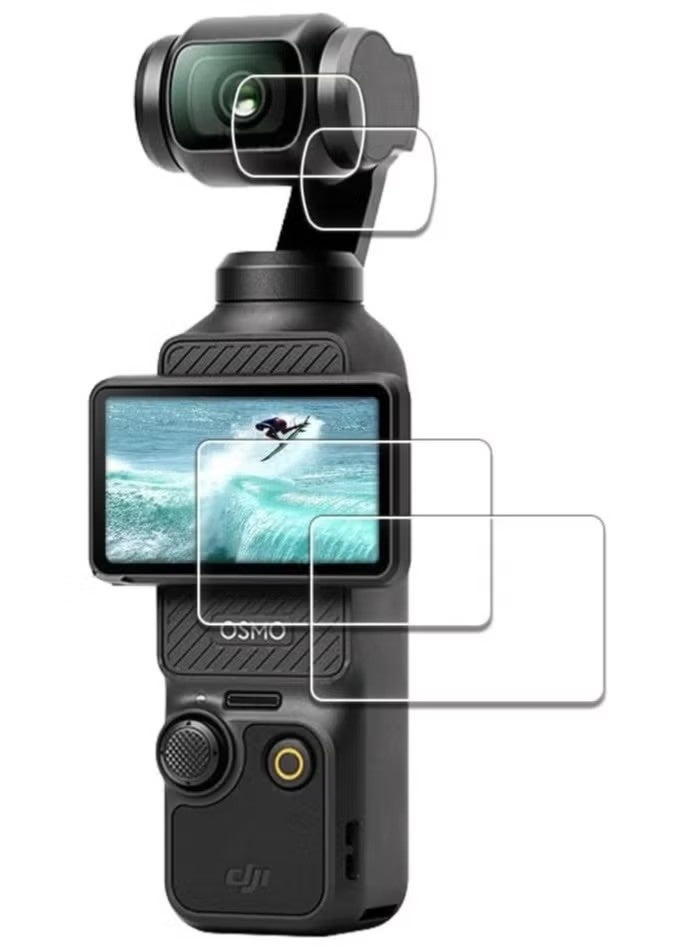 حامي العدسة والشاشة لـ DJI Osmo Pocket 3 شاشة [2+2 قطعة] الزجاج المقسى سهلة التثبيت - Image 1