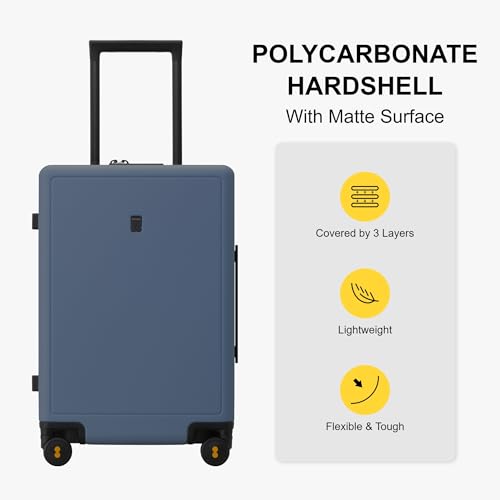 LEVEL8 Elegance Carry-on Suitcase, 20 Inch Carry on Luggage, Hardside Large Suitcases with Wheels, Tavel Bag with Tsa Lock,Blue Grey - Image 3