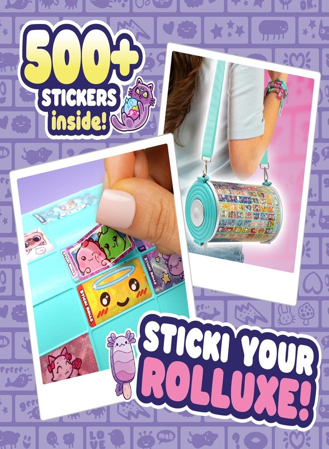 Sky Castle Sticki Rolls Sticki Rolluxe Series 2 - The Original Wearable Shareable Glam Handbag and Craft Kit | Includes 3 Jumbo Stickies, Supplies for 10 Toy Bracelets & 2 Pendants (Teal) - Image 4