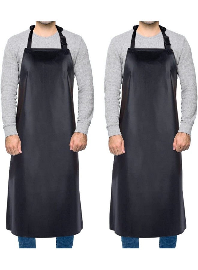 DEBIK® | 2 Pack PVC Waterproof & Dustproof Apron For Dishwashing, Coffee, Dog Grooming, Cleaning Fish, Project-Industrial Chemical Resistant Plastic| Front Pocket| Free Size| Unisex| Black - Image 1