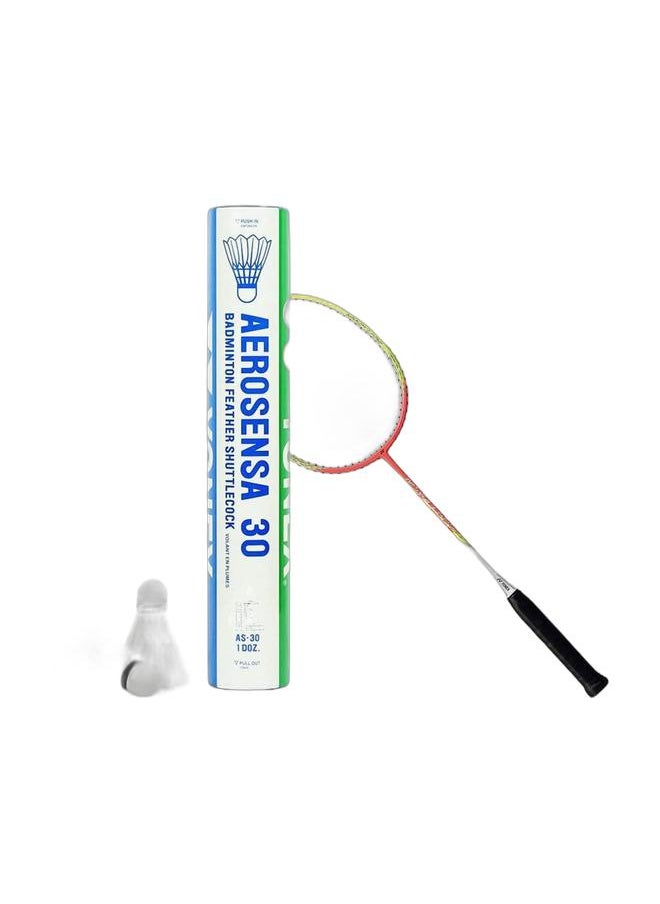 Yonex Nanoflare 100 Pink Yellow 3U G5 + Aerosensa 30 Feather Shuttle Cock, Number 3 Pack  - Image 1
