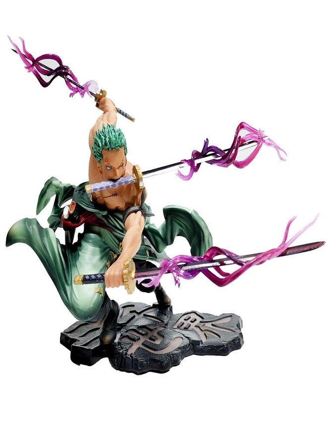 PITRESHWAR Anime Swordsman Action Figure - 3 Sword Style Purple Energy Figurine Toy for Car Dashboard, Cake, Office Desk & Table Decor | Purple Haki Anime Figure Toy - PVC Collectible Model - Image 3