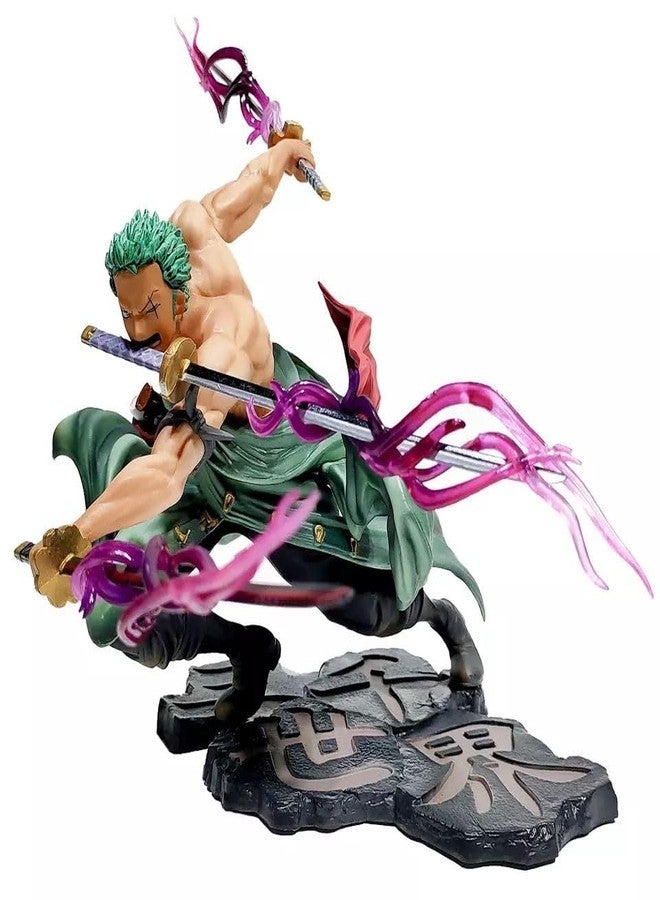 PITRESHWAR Anime Swordsman Action Figure - 3 Sword Style Purple Energy Figurine Toy for Car Dashboard, Cake, Office Desk & Table Decor | Purple Haki Anime Figure Toy - PVC Collectible Model - Image 1