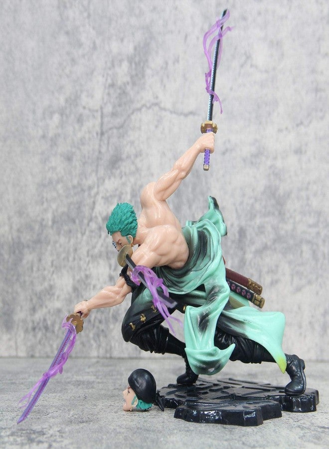 PITRESHWAR Anime Swordsman Action Figure - 3 Sword Style Purple Energy Figurine Toy for Car Dashboard, Cake, Office Desk & Table Decor | Purple Haki Anime Figure Toy - PVC Collectible Model - Image 5