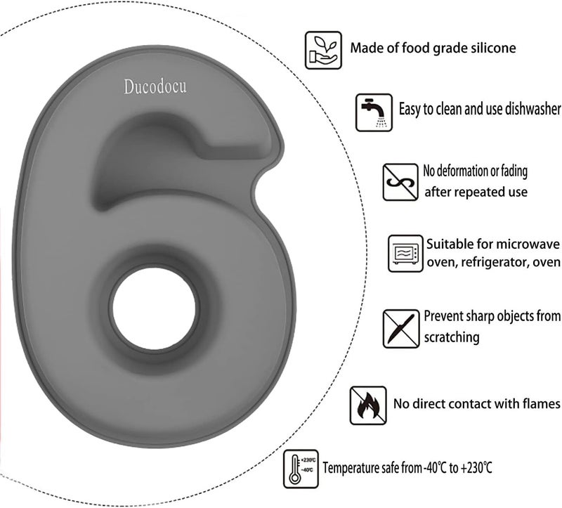 Ducodocu Silicone Number Cake Pan Large 3D Number Cake Mold Baking Forms Novel Cake Tins DIY Baking Mold for 6/60/9/90th Birthday Wedding Anniversary 10 inch Number of 6&0, 2 Pack - Image 2