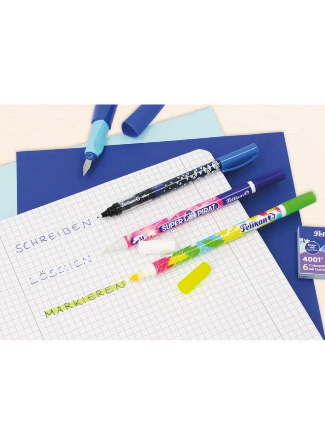 Pelikan Super-Pirat Royal Blue/Ink Eradicator Pen, Fine Tip On Pen, Broad Tip On Eradicator, 2 Pack (921734), 5.000  - Image 5