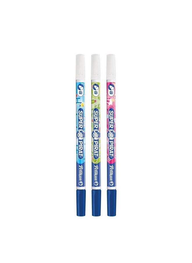 Pelikan Super-Pirat Royal Blue/Ink Eradicator Pen, Fine Tip On Pen, Broad Tip On Eradicator, 2 Pack (921734), 5.000  - Image 4