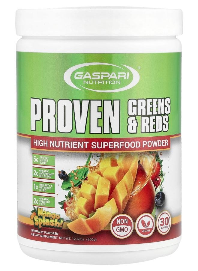 Gaspari Nutrition Proven Greens & Reds Mango Splash 12.69 oz (360 g) 
