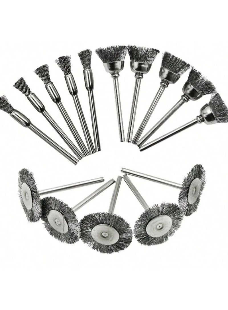 Mini metal wire brush set, 9 pieces, suitable for sanding, polishing, cleaning, and rust removal. - Image 5