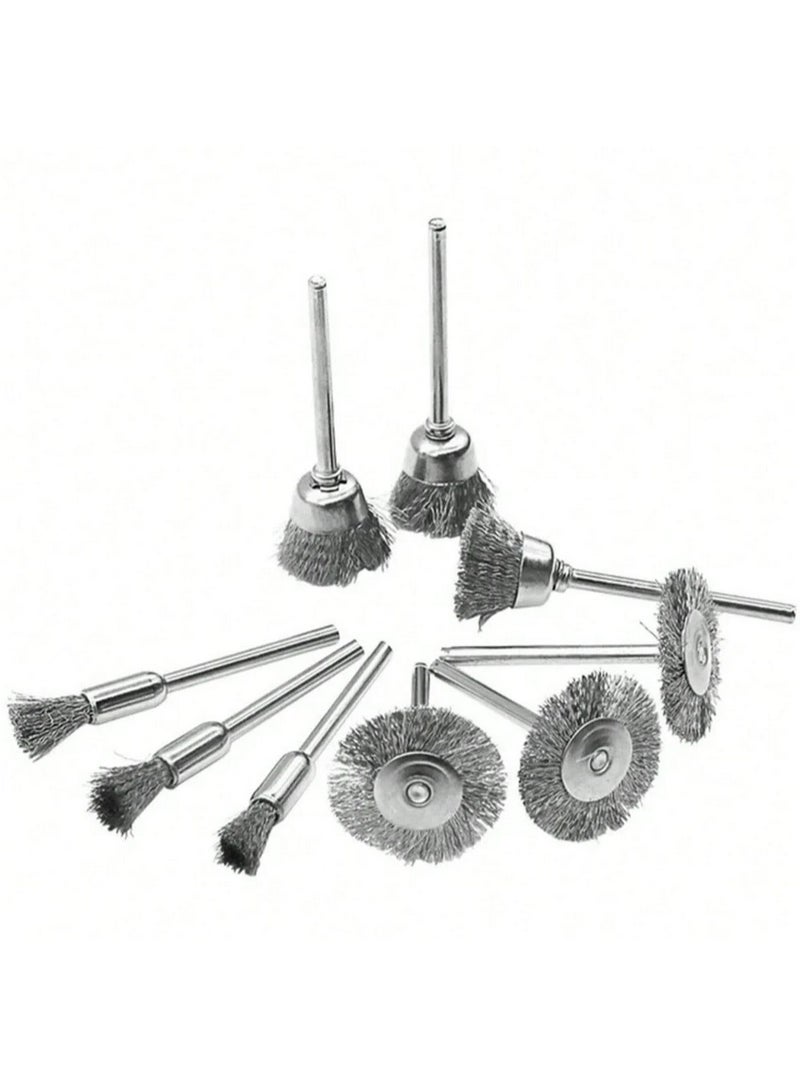 Mini metal wire brush set, 9 pieces, suitable for sanding, polishing, cleaning, and rust removal. - Image 4