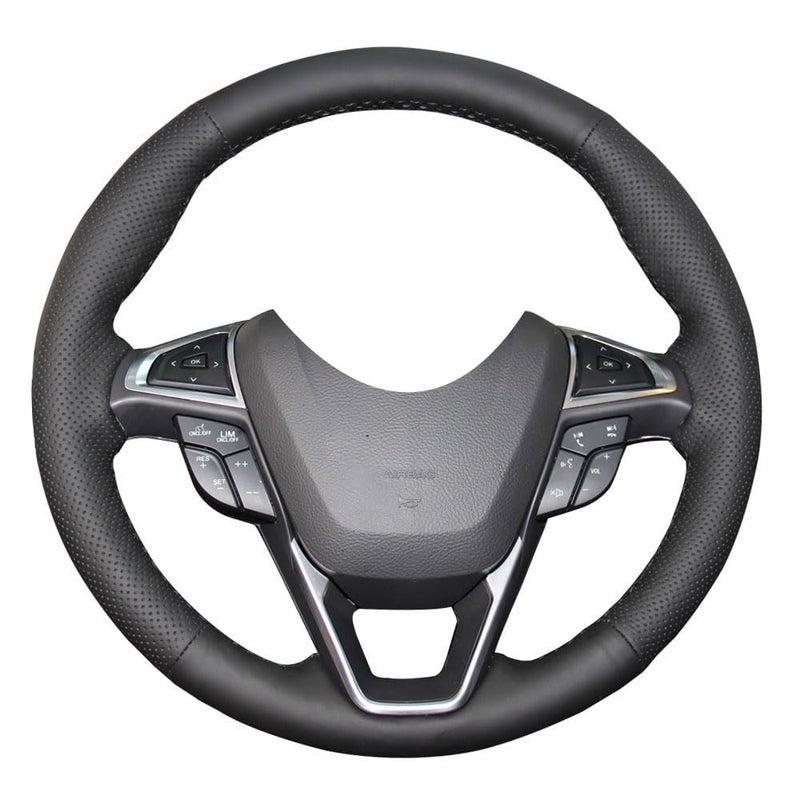 Eiseng DIY Sew StitchGenuine Leather Steering Wheel Covers for Ford Fusion 2013 2014 2015 2016 2017 2018 2019 2020 for Ford Edge 4dr SUV 20152020 Interior Accessories 15 inches Black Thread