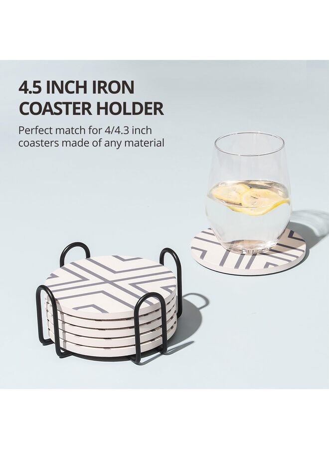 حامل قواعد أكواب معدني أسود بسيط مقاس 4 بوصات لكل من القواعد الدائرية والمربعة، يحمل أحجام وأنواع متعددة، يحمل ما يصل إلى 7 قطع من القواعد - Image 2