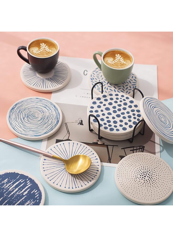 حامل قواعد أكواب معدني أسود بسيط مقاس 4 بوصات لكل من القواعد الدائرية والمربعة، يحمل أحجام وأنواع متعددة، يحمل ما يصل إلى 7 قطع من القواعد - Image 5