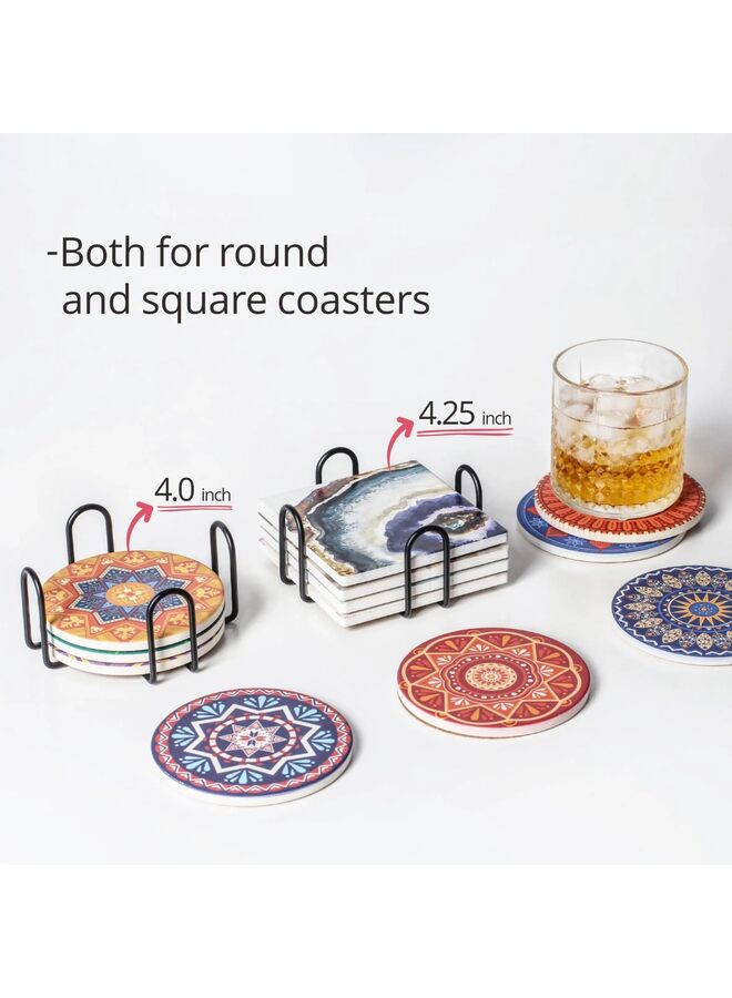 حامل قواعد أكواب معدني أسود بسيط مقاس 4 بوصات لكل من القواعد الدائرية والمربعة، يحمل أحجام وأنواع متعددة، يحمل ما يصل إلى 7 قطع من القواعد - Image 3