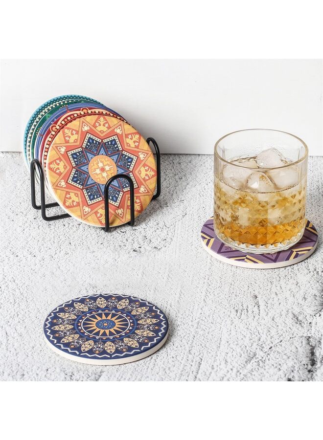 حامل قواعد أكواب معدني أسود بسيط مقاس 4 بوصات لكل من القواعد الدائرية والمربعة، يحمل أحجام وأنواع متعددة، يحمل ما يصل إلى 7 قطع من القواعد - Image 4