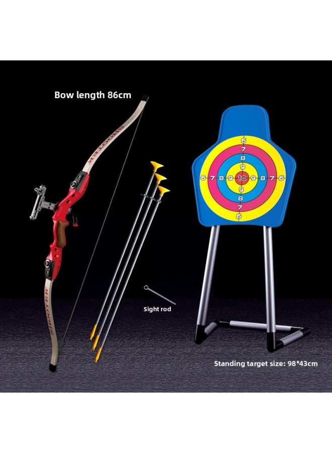 Traditional Sucker Children's Bow And Arrow Toy Parent-child Outdoor Scenic Spot Archery Shooting Toy Recurve Bow Emperor Brand Shooter-Color:Big Blue Bow +3 Arrows + Adhesive Target-(Disassembly) - Image 4