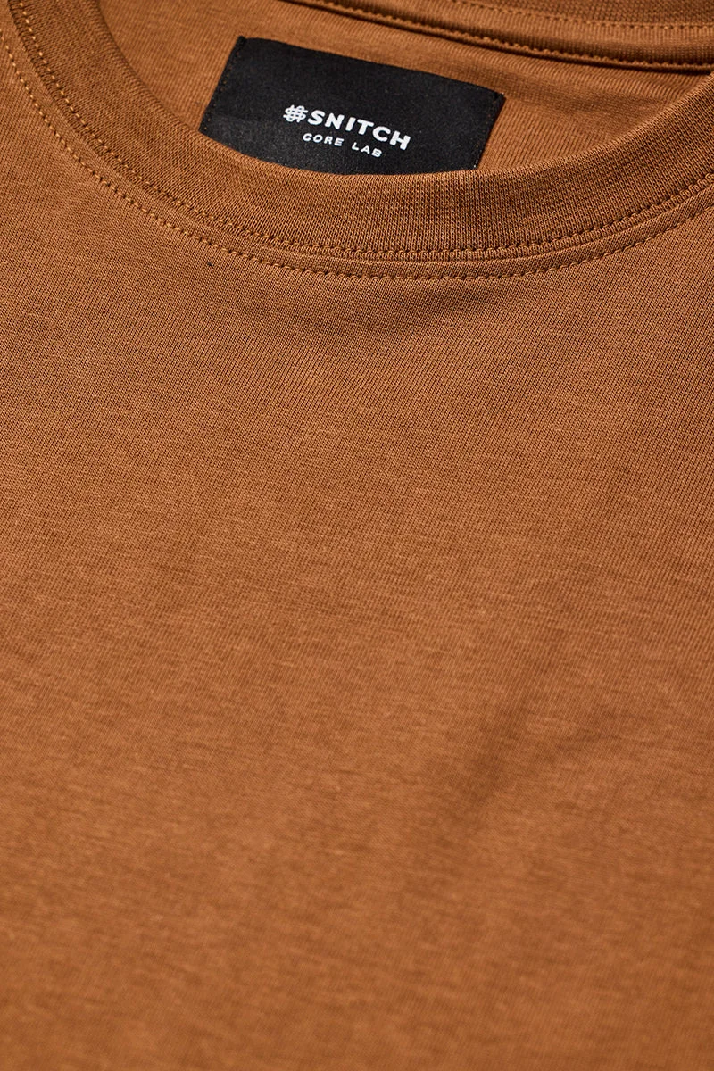 SNITCH Core Lab Rust Solid Regular Fit T-Shirt