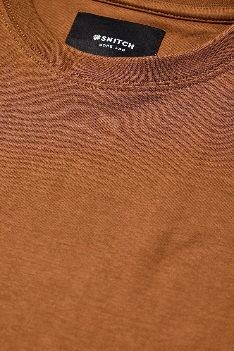 SNITCH Core Lab Rust Solid Regular Fit T-Shirt