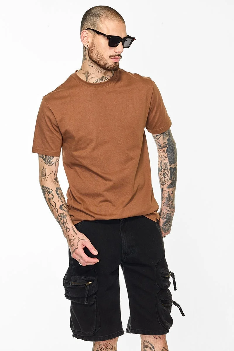 SNITCH Core Lab Rust Solid Regular Fit T-Shirt
