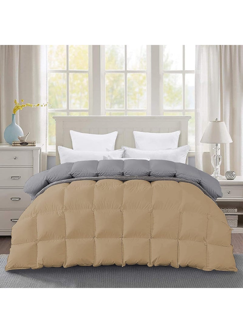 Filbert Filbert Premium 300 GSM Comforter Super Soft Fluffy Revesible Comforter 90 x 100 Inches228cm x 254cm Double Bed ComforterSilverBeige  - Image 1