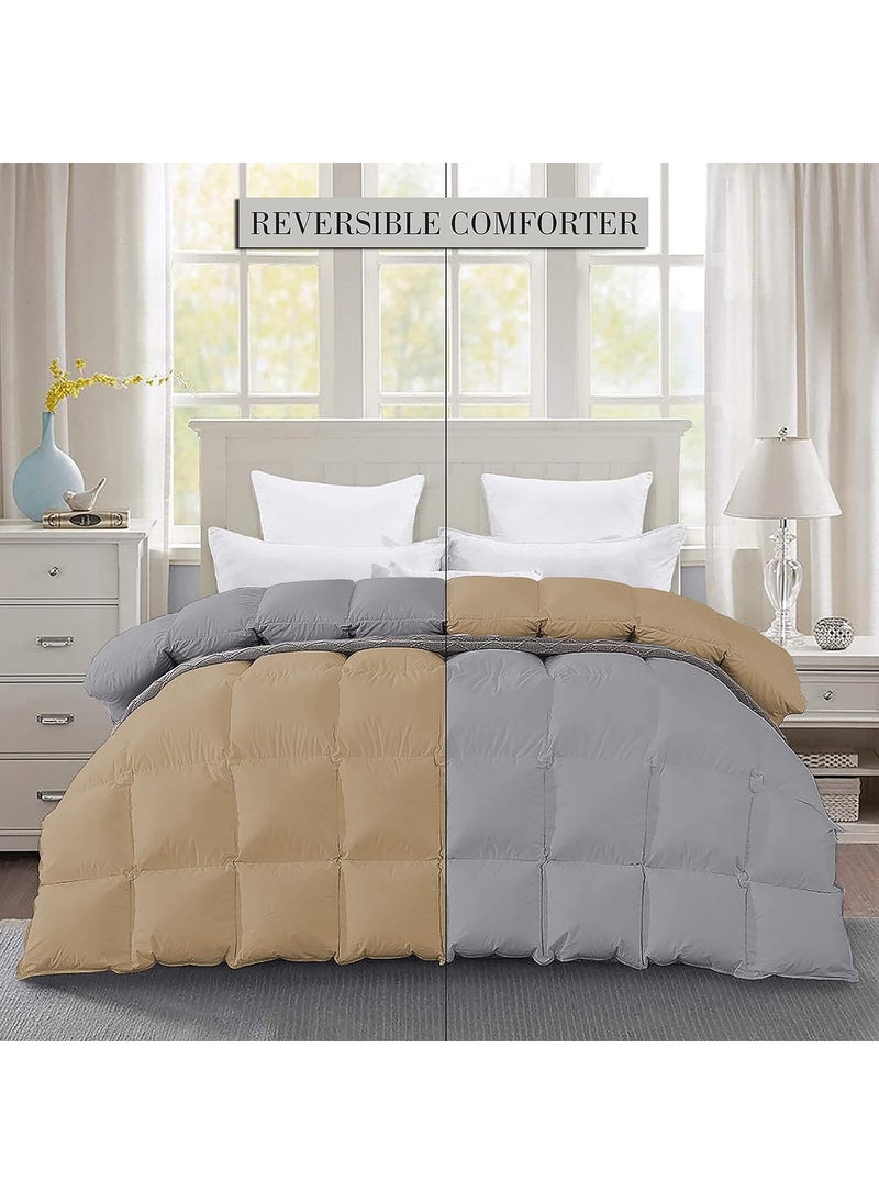 Filbert Filbert Premium 300 GSM Comforter Super Soft Fluffy Revesible Comforter 90 x 100 Inches228cm x 254cm Double Bed ComforterSilverBeige  - Image 2
