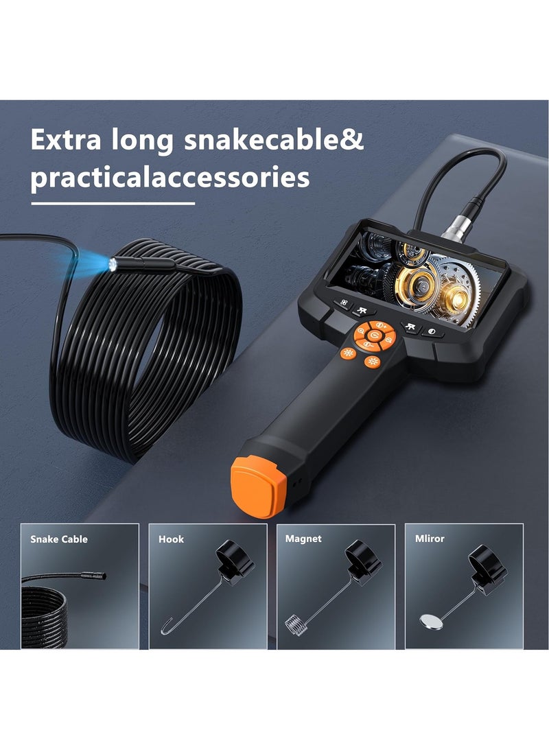 inskam - Industrial Endoscope Camera with Light, 1080P HD Borescope Tools with 8 Adjustable LED Lights, 4.3" Endoscope with 16.4ft Semi-Rigid Snake Camera, IP67 Waterproof Inspection Borescope, Mechanic Tool - Image 1