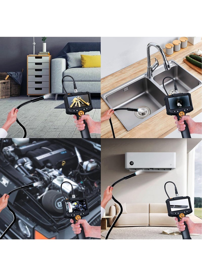 inskam - Industrial Endoscope Camera with Light, 1080P HD Borescope Tools with 8 Adjustable LED Lights, 4.3" Endoscope with 16.4ft Semi-Rigid Snake Camera, IP67 Waterproof Inspection Borescope, Mechanic Tool - Image 1