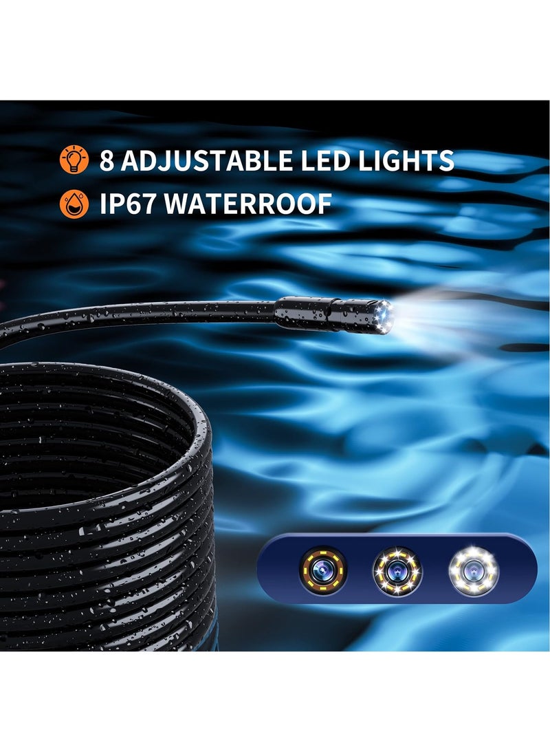 inskam - Industrial Endoscope Camera with Light, 1080P HD Borescope Tools with 8 Adjustable LED Lights, 4.3" Endoscope with 16.4ft Semi-Rigid Snake Camera, IP67 Waterproof Inspection Borescope, Mechanic Tool - Image 1