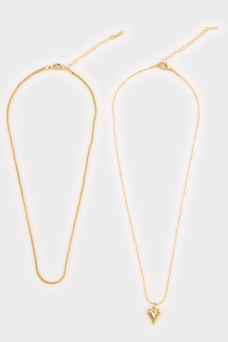DeFacto Gold Woman Woman Gold 2 Piece Steel Necklace Casual - Image 3
