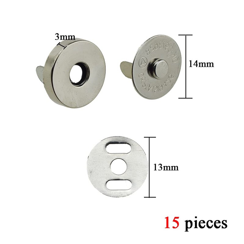 Boscoqo Magnetic Snaps Button Clasp Fastener with Washers Sturdy Strong Grip Easy Insert Prongs Mild Edge No Rip Fabric for Handbag Craft Purses Clothes Leather Closure White Color 14mm Length 15Sets - Image 3