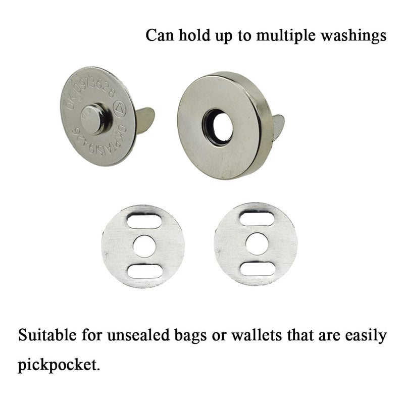Boscoqo Magnetic Snaps Button Clasp Fastener with Washers Sturdy Strong Grip Easy Insert Prongs Mild Edge No Rip Fabric for Handbag Craft Purses Clothes Leather Closure White Color 14mm Length 15Sets - Image 2