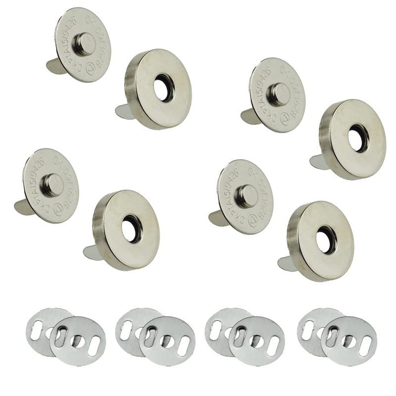Boscoqo Magnetic Snaps Button Clasp Fastener with Washers Sturdy Strong Grip Easy Insert Prongs Mild Edge No Rip Fabric for Handbag Craft Purses Clothes Leather Closure White Color 14mm Length 15Sets - Image 1